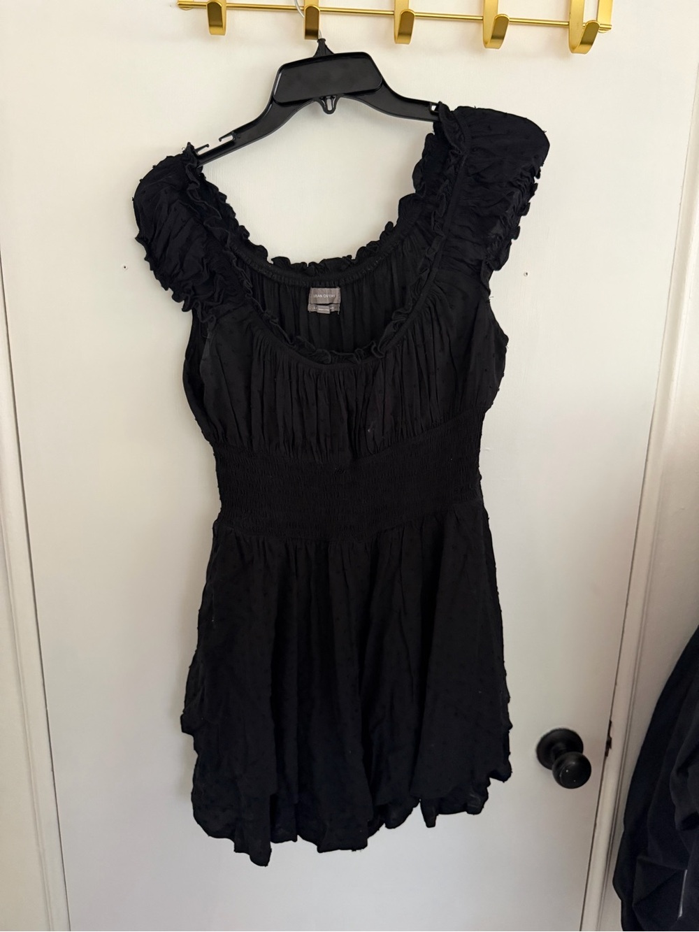 Urban Outfitters Black Ruffled Smocked Waist romper